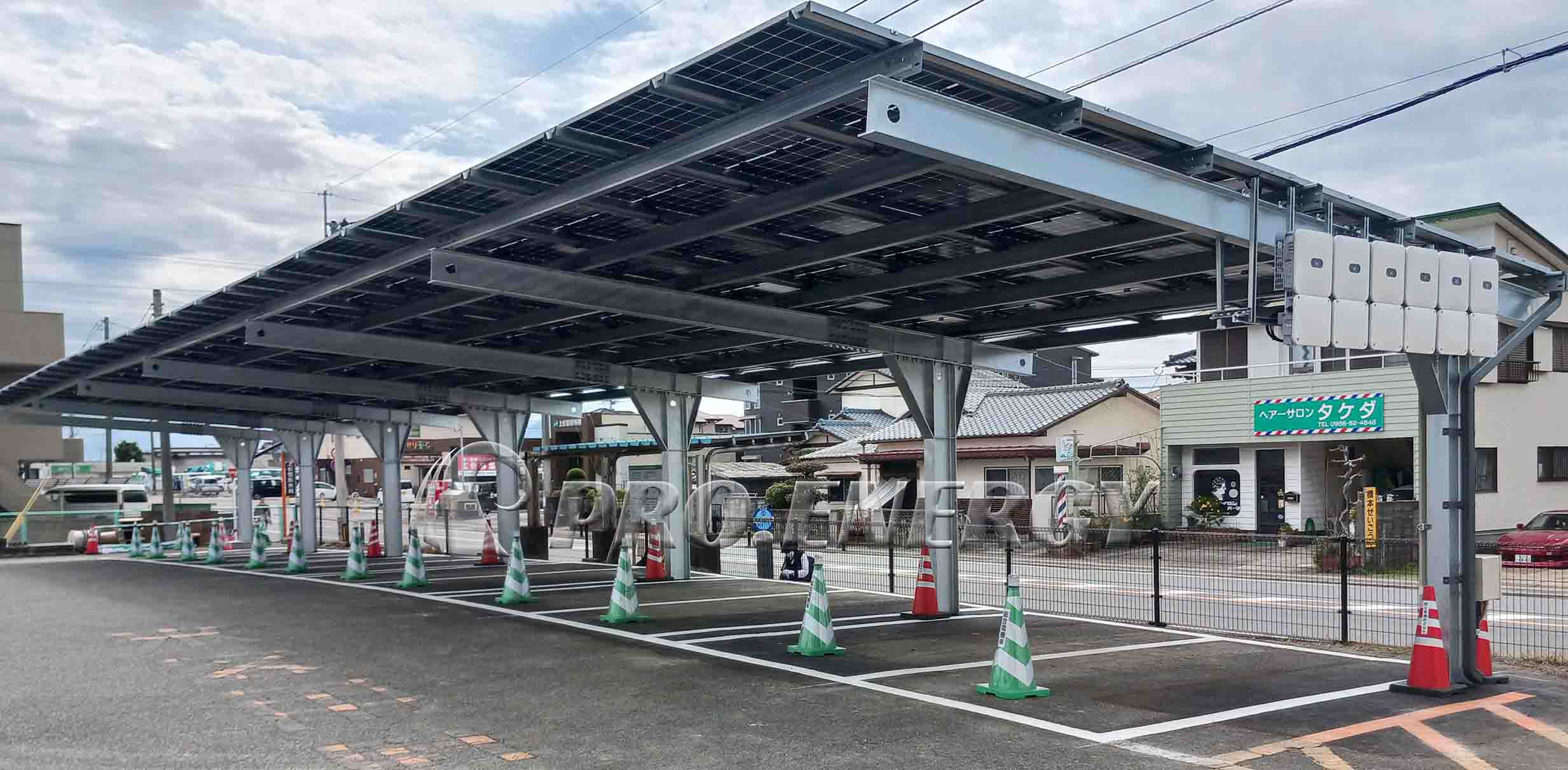 50KW-Carbon Steel Solar Carport Solution in Japan