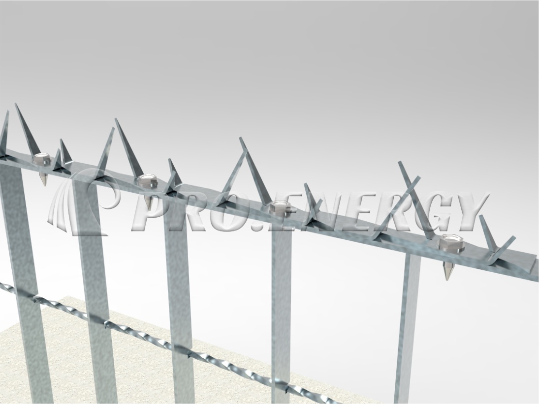 Anti-theft fence top spikes detail