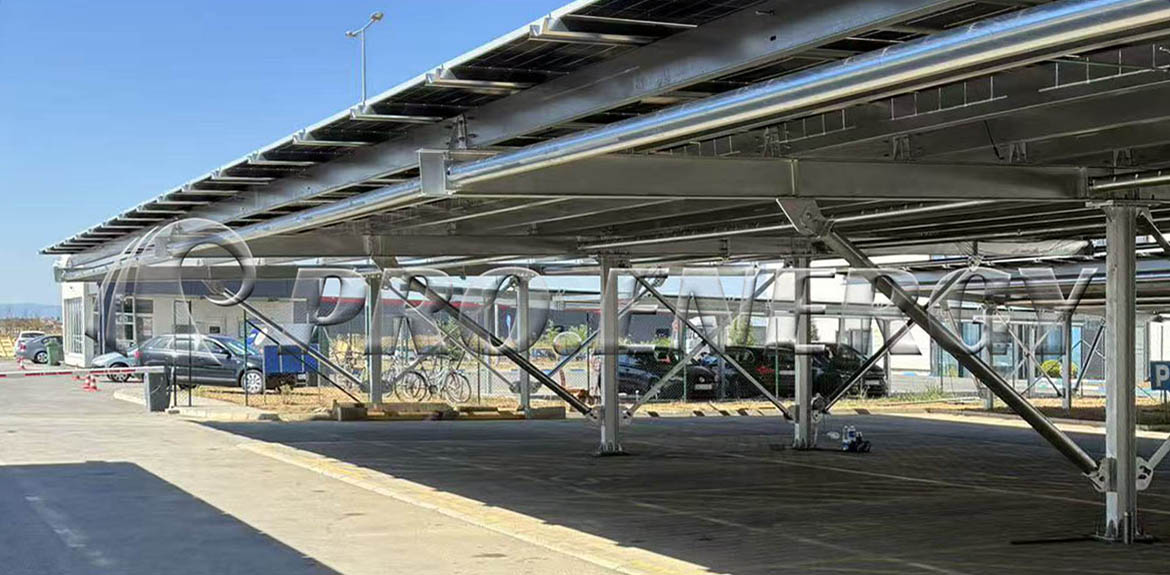 876kWp Hot‑dip Galvanized Solar Carport Mounting System Project