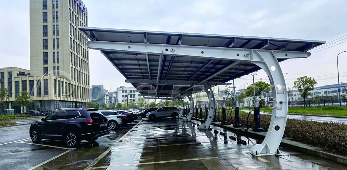 C‑Shaped Carbon‑Steel Solar Carport Project