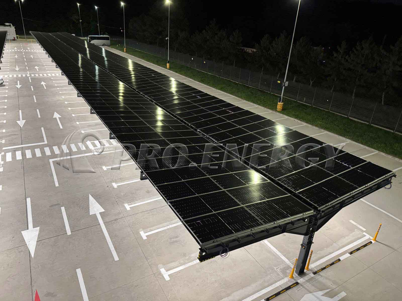 Waterproof solar PV carport at commercial parking area Waterproof solar PV carport at commercial parking area