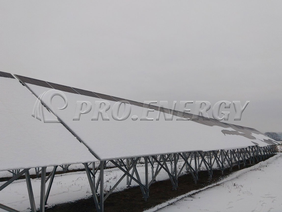PROFENCE.ENERGY S350GD carbon steel solar ground rack under snow